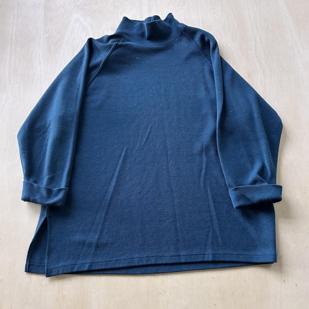 Vintage Jacque & KoKo Shirt Womens 18/20 Blue Mock Neck Raglan Tunic Top